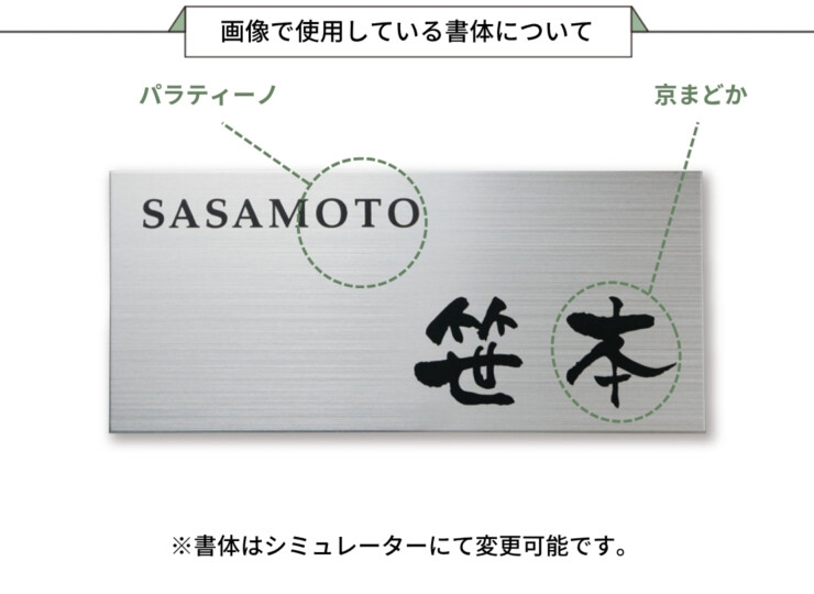 福彫 チタン表札 チランドライ チタンHL（黒）TI-5 画像で使用している書体について