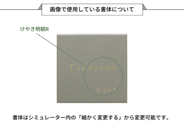 美濃クラフト 陶器・タイル表札 MONO（モノ）TMO-2 画像で使用している書体について