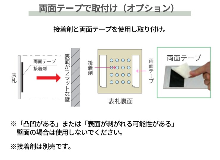 福彫 スタイルアートサイン（特殊塗装） レガシア 取付ガイド 両面テープで取付（オプション）