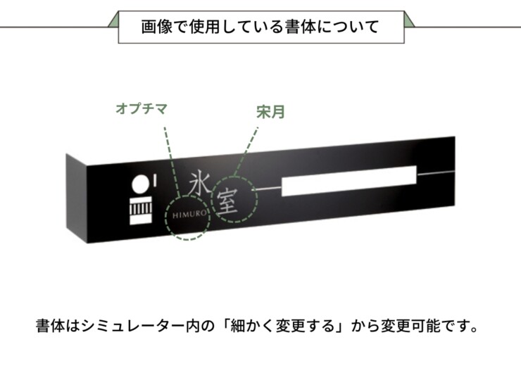 美濃クラフト ウォールアート表札 カバーサイン WAL-27 画像で使用している書体について