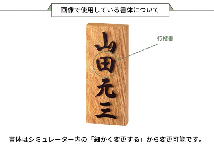 美濃クラフト 銘木表札 WK-1 画像で使用している書体について