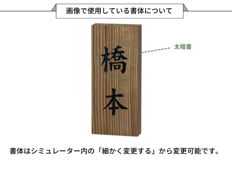 美濃クラフト 銘木表札 神代杉表札 WK-17 画像で使用している書体について