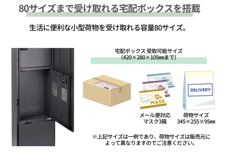 YKKAP 機能ポール オルフェス ポストユニット WMB-1 80サイズまで受け取れる宅配ボックスを搭載