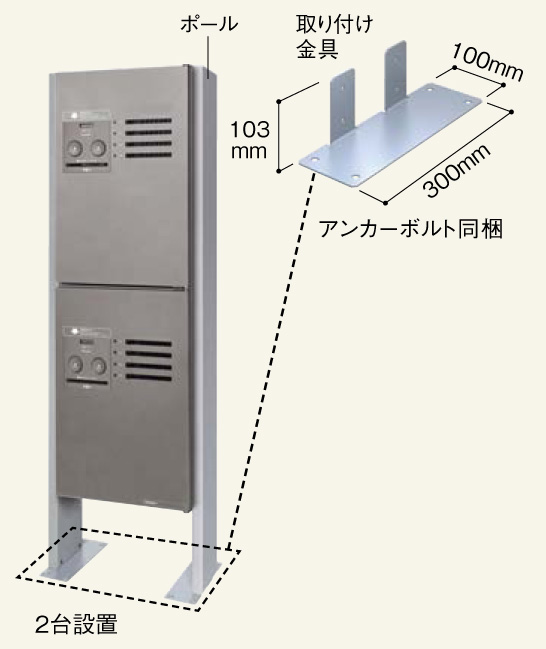 パナソニック】集合住宅用 宅配ボックス COMBO-Maison（コンボメゾン）あと施工用ポールセット 1、2台設置用（ミドルタイプ・ハーフタイプ用）XCTNR8240CS  郵便ポスト・宅配ボックスの激安販売 エクストリム