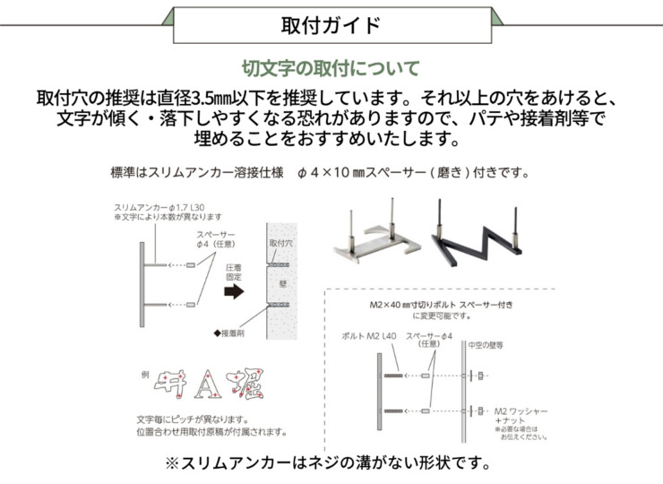 美濃クラフト ステンレス切文字表札 Primo（プリモ）取付ガイド