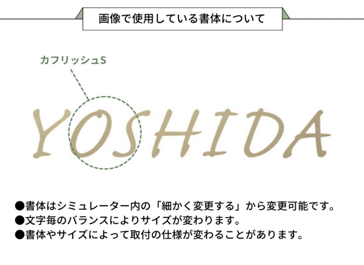 美濃クラフト ステンレス切文字表札 Primo（プリモ）英字タイプ XP-3 画像で使用している書体について