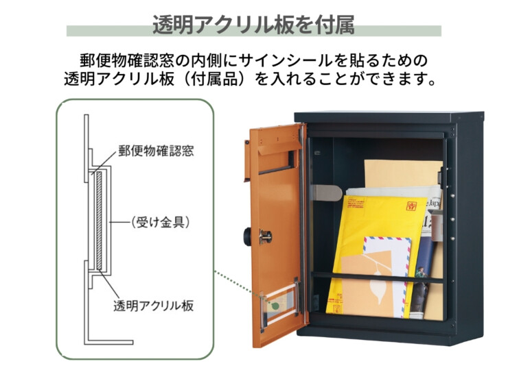 ユニソン 壁付けポスト アンテ 透明アクリル板を付属
