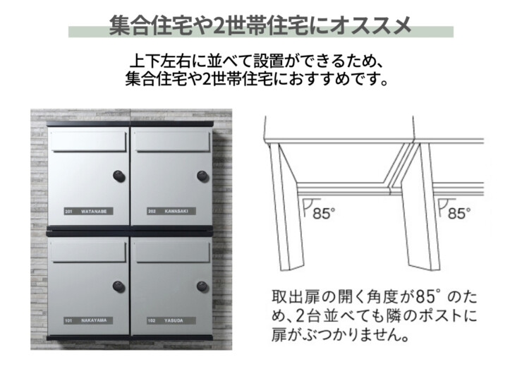 ユニソン 壁付けポスト アンテ 集合住宅や2世帯住宅におすすめ