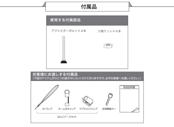 セキスイデザインワークス 宅配ボックス bobi Cargo CUBE（ボビカーゴキューブ）付属品