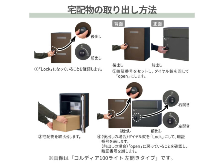 ユニソン コルディア100ライト ポスト有り 宅配物の取り出し方法