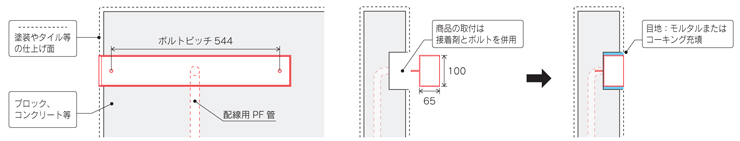 福彫 LED表札 エンベッド 参考施工図