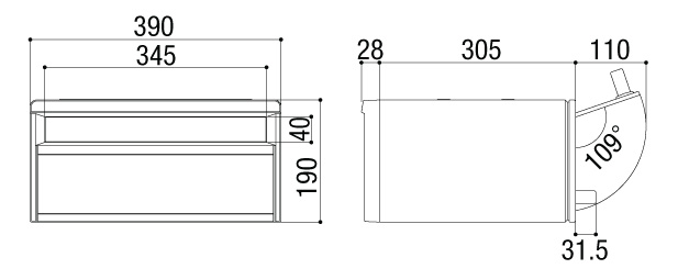 エクスポスト箱型タイプU-1型 1Bタイプ サイズ