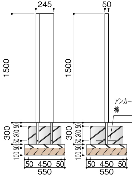 東洋工業 フレブウッドポール デザイン03 サイズ