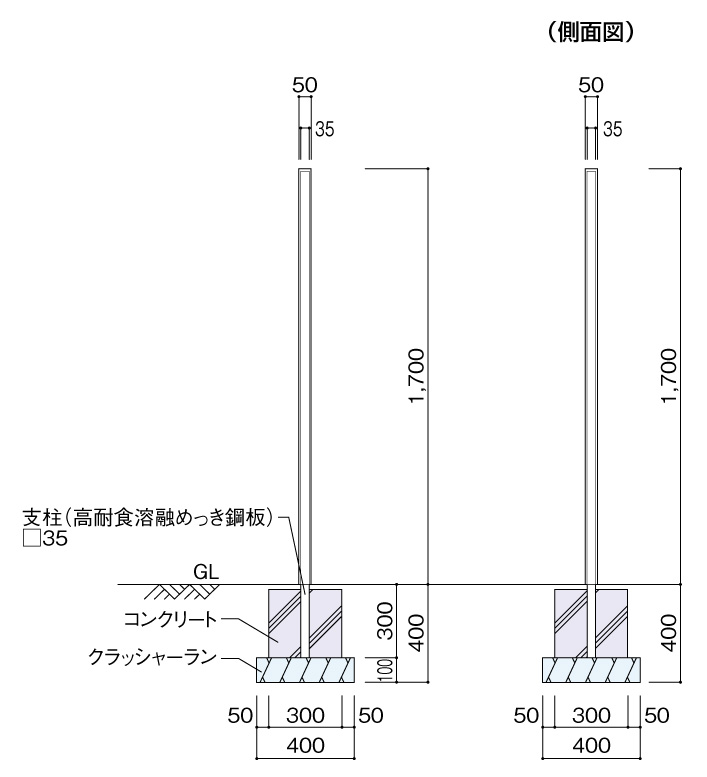 フォレスポール50×1700 サイズ