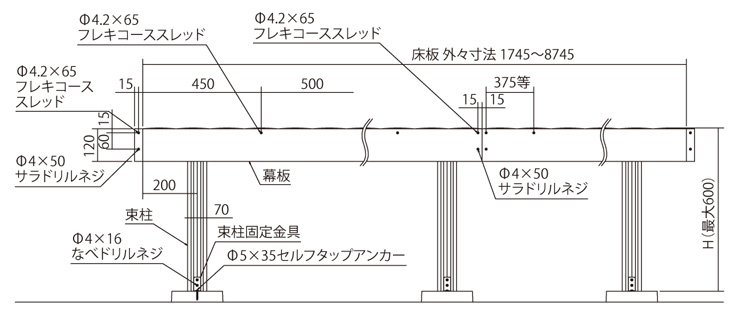 ハナテックガーデンズ ヒバセレクトデッキ 詳細納まり図