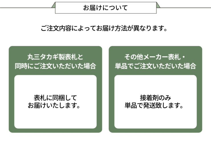 丸三タカギ 表札職人 お届けについて