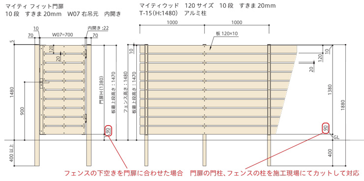 F＆F マイティ フィット門扉 高さ