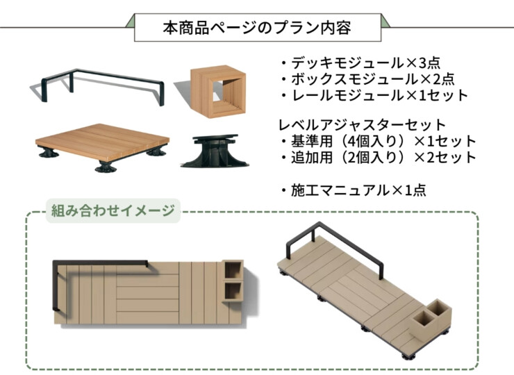 LIXIL DIY対応ウッドデッキ Module Garden（モジュールガーデン）セットPLAN02 本商品ページのプラン内容