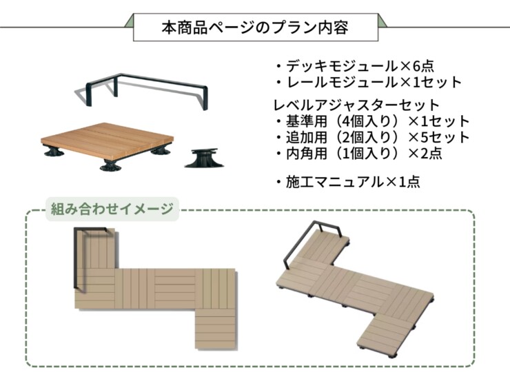 LIXIL DIY対応ウッドデッキ Module Garden（モジュールガーデン）セットPLAN06 本商品ページのプラン内容