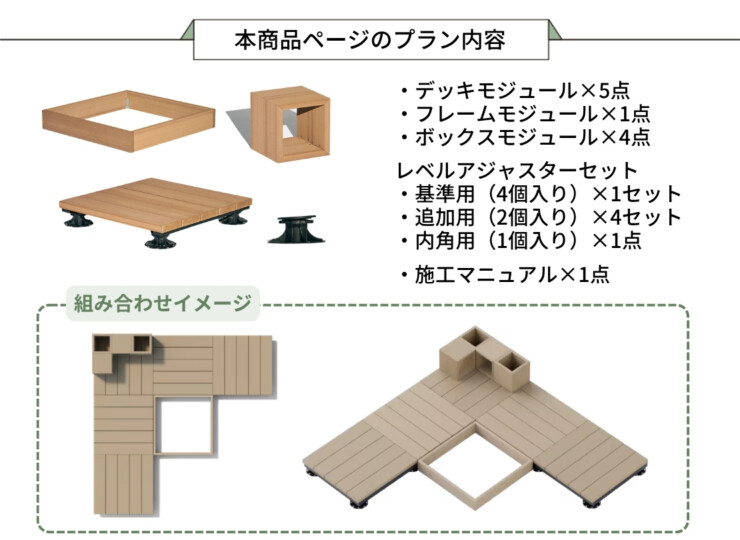 LIXIL DIY対応ウッドデッキ Module Garden（モジュールガーデン）セットPLAN07 本商品ページのプラン内容