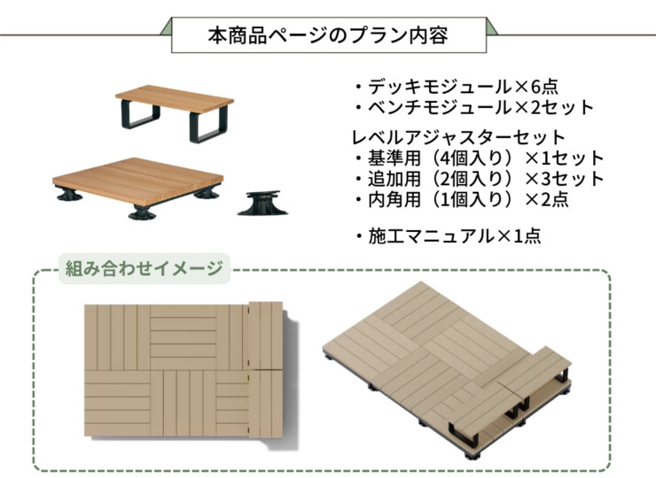 LIXIL DIY対応ウッドデッキ Module Garden（モジュールガーデン）セットPLAN08 本商品ページのプラン内容