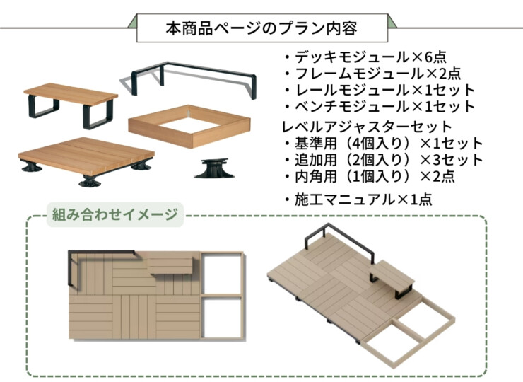LIXIL DIY対応ウッドデッキ Module Garden（モジュールガーデン）セットPLAN09 本商品ページのプラン内容