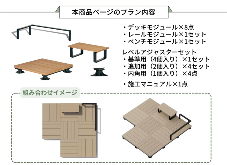 LIXIL DIY対応ウッドデッキ Module Garden（モジュールガーデン）セットPLAN10 本商品ページのプラン内容