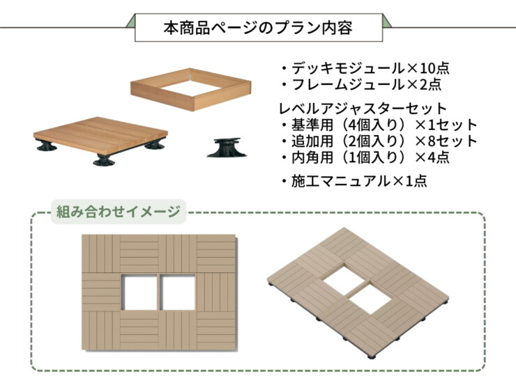 LIXIL DIY対応ウッドデッキ Module Garden（モジュールガーデン）セットPLAN14 本商品ページのプラン内容