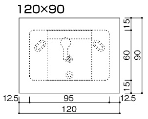ユニソン ワンロックサイン ワンロック ウェルク 120×90 ストライプ ワンロックベース結合部 位置略図