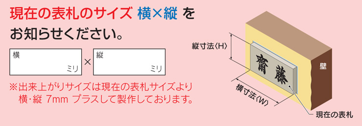 福彫 はるだけ表札 ペタット 現在の表札のサイズをお知らせください