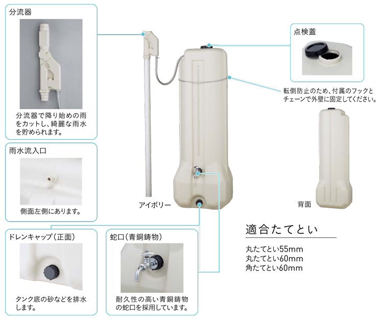 ユニソンアクアタワーレインストッカー200L 特徴