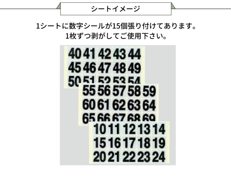 ダイケン 自転車ラック用オプション ナンバーシール 白地タイプ 2桁 シートイメージ