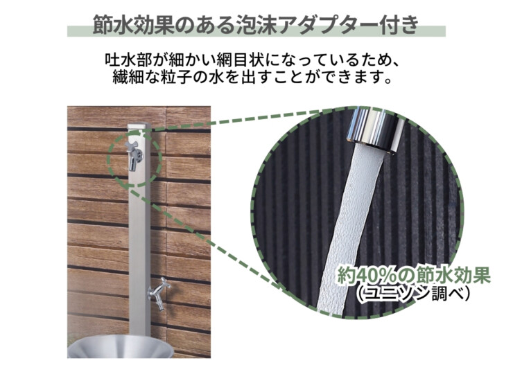 ユニソン スプレスタンド60 左右仕様 蛇口2個セット 節水効果のある泡沫アダプター付き