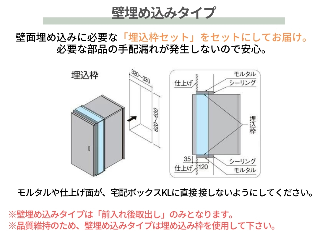 LIXIL 宅配ボックスKL 埋込枠セット 埋込枠をセットにしてお届け