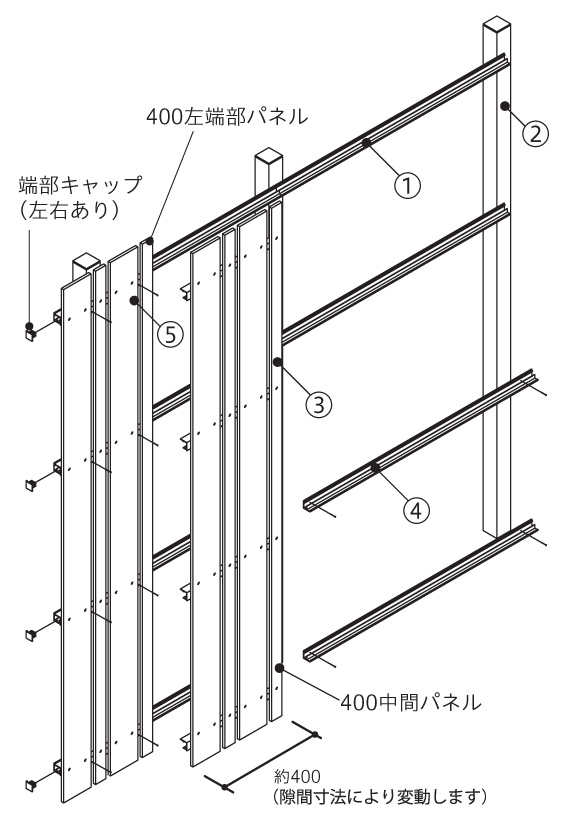 FF】セミユニットフェンス タテイタスタイル 120+45サイズ（隙間20mm）高尺仕様（T14～20） 郵便ポスト・宅配ボックスの激安販売  エクストリム