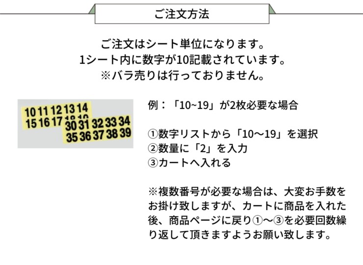 ダイケン 自転車ラック用オプション ナンバーシール 透明タイプ 2桁 ご注文方法