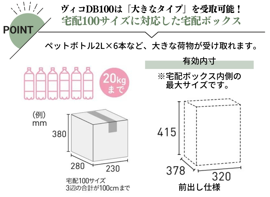 ユニソン ヴィコDB100 ポスト有り 前出し 受取可能サイズ