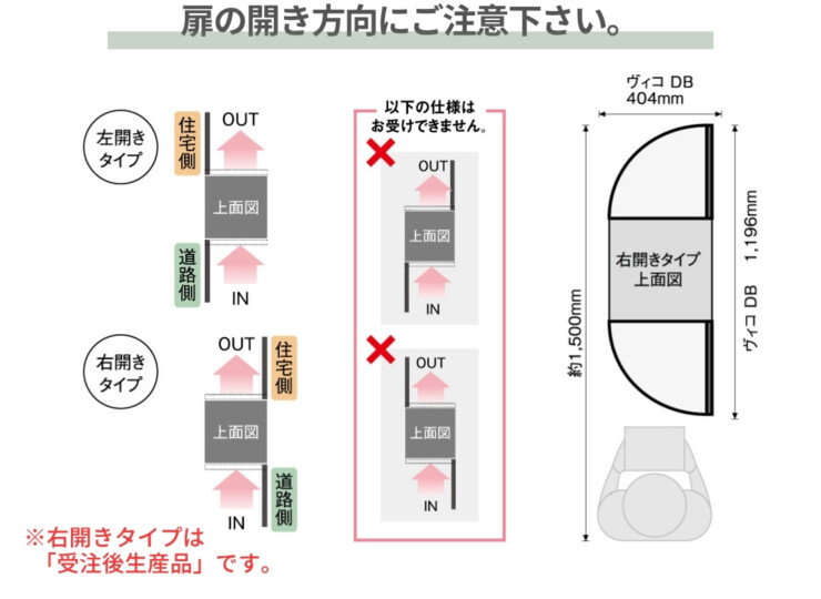 ユニソン 宅配ポスト ヴィコDB 60+80 ポスト有り 後出し 扉の開き方向にご注意下さい