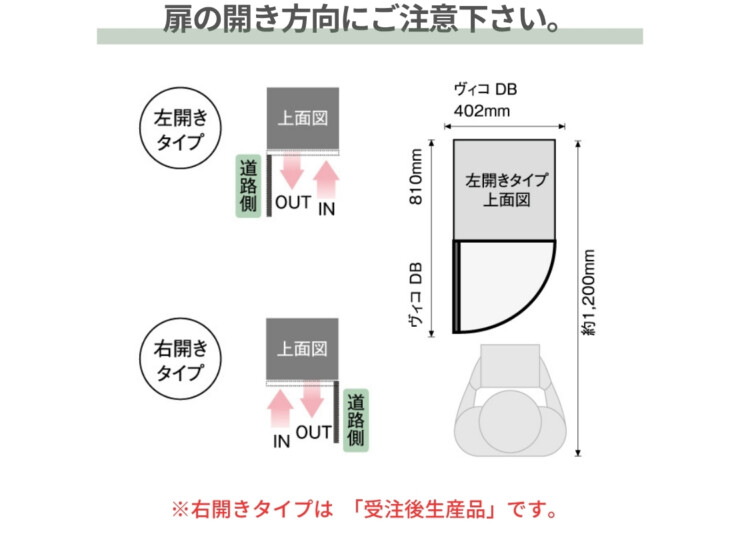 ユニソン 宅配ポスト ヴィコDB 60+80 ポスト有り 前出し 扉の開き方向にご注意下さい