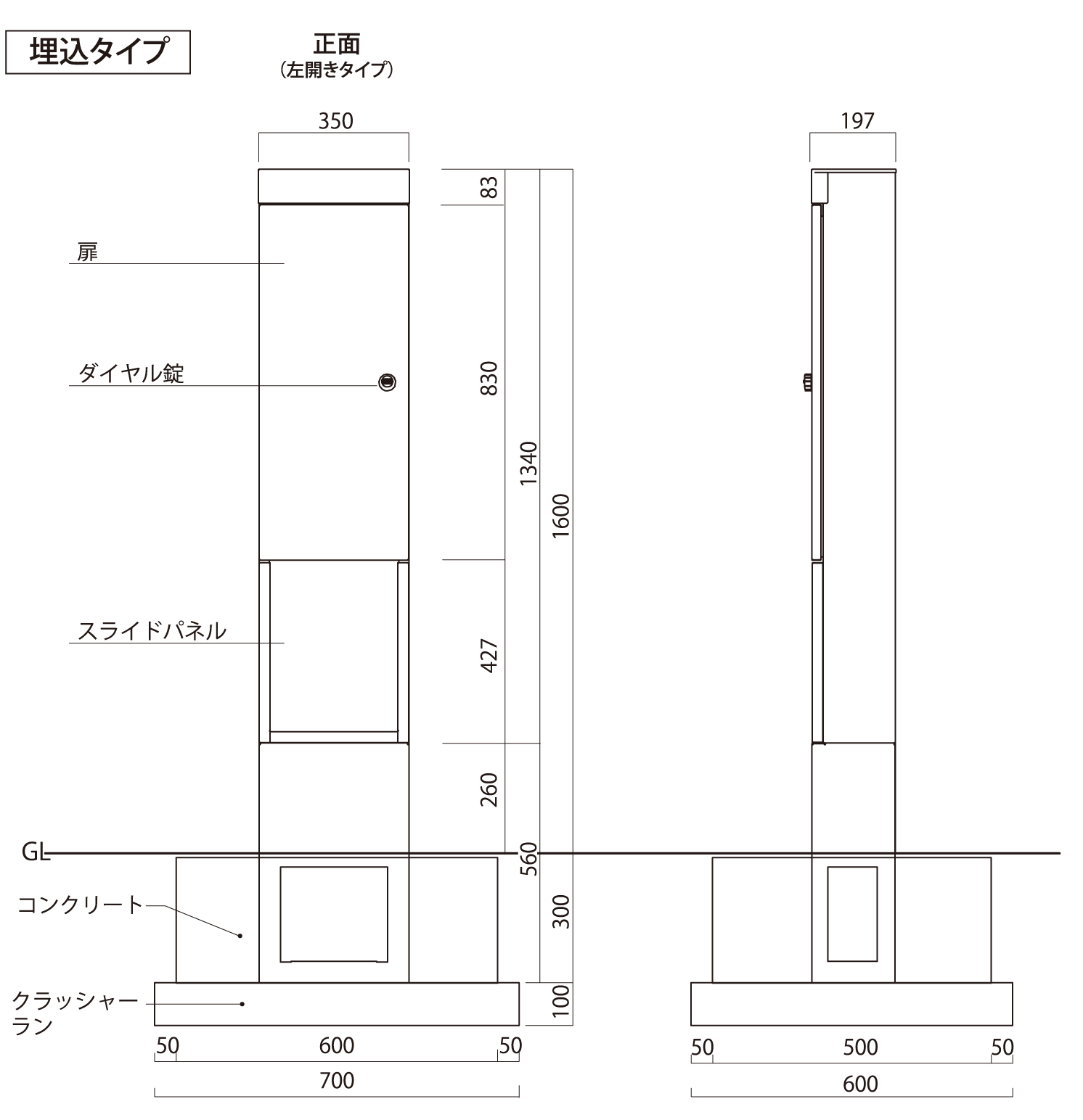 ユニソン ヴィコEVポートⅡ 埋込仕様 サイズ