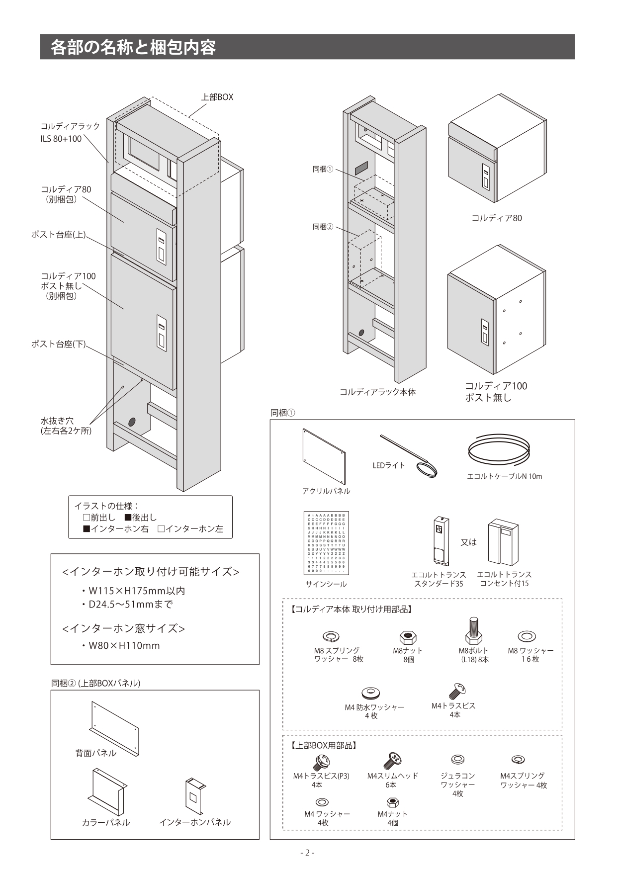 NEW売り切れる前に☆ 機能門柱 機能ポール コルディアラック80 100 後出し 右開きタイプ ユニソン COLDIA 宅配ポスト 宅配