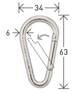 テンデ専用オプションテンデナス型カラビナ(環なし)NK-6A サイズ (2)