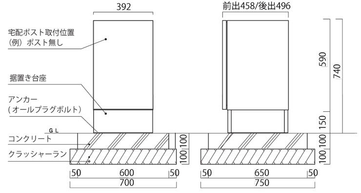 ヴィコDB据置き台座 参考施工図